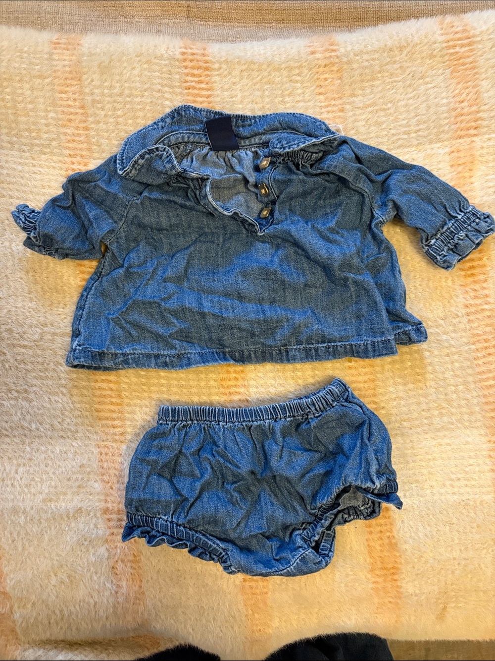 GAP Denim-Look Blue Baby Top & Bloomers Set
